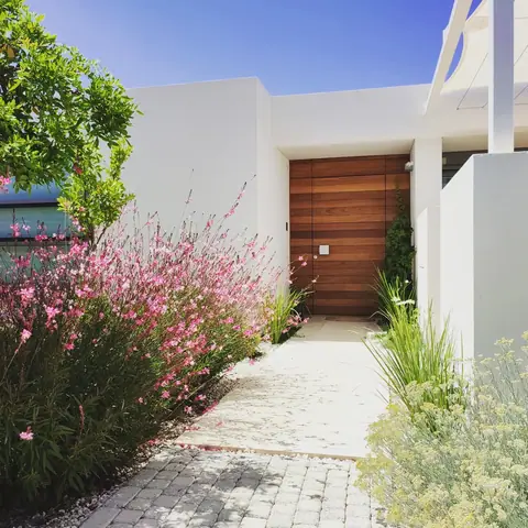 A private garden designed by Antoine Garden Designer, Paphos — paths, flowers