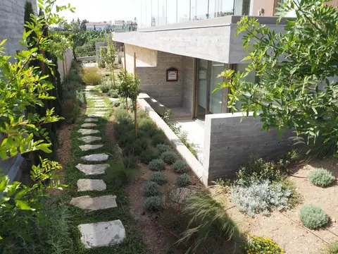 A private garden designed by Antoine Garden Designer, Paphos — paths, its irrigation in view